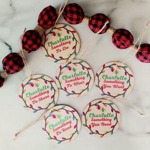 Personalized Gift Tags, Mindful Gifting Tag, Wooden Christmas Gift Tags, Want Need Wear Read, Reusable Gift Tags, Reusable Holiday Gift Tags