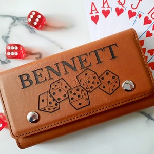 Personalized Deck of Cards holder, Leather Card Case For Playing Cards, Monogram Card and Dice Set , Personalized Card Game, Groomsmen Gifts