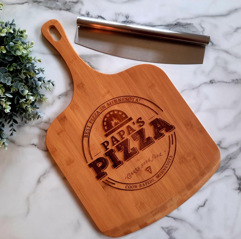 Personalized Pizza Peel, Engraved Pizza Paddle, Custom Pizza Board, Pizza Paddle, Pizza Server Board, Bamboo Pizza Board image 1