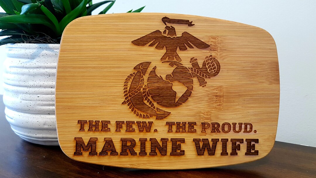 Marine Cutting Board Marine Mom or Wife Custom Cutting Board Engraved