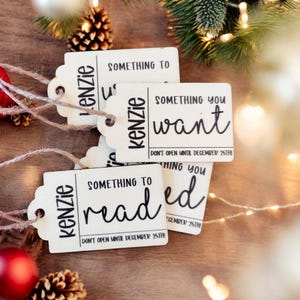 Personalized Gift Tags, Mindful Gifting Tag, Wooden Christmas Gift Tags, Want Need Wear Read, Reusable Gift Tags, Reusable Holiday Gift Tags