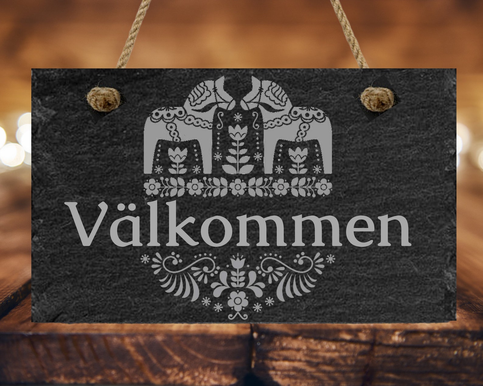 VALKOMMEN Velkommen Door Sign Scandinavian Slate Door Hanger - Etsy