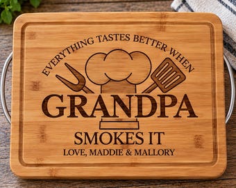 Grandpa Cutting Board, Papa Gift, Everything Tastes Better, Personalized Cutting Board, Grandfather Gift, Father's Day Gift, Grill master
