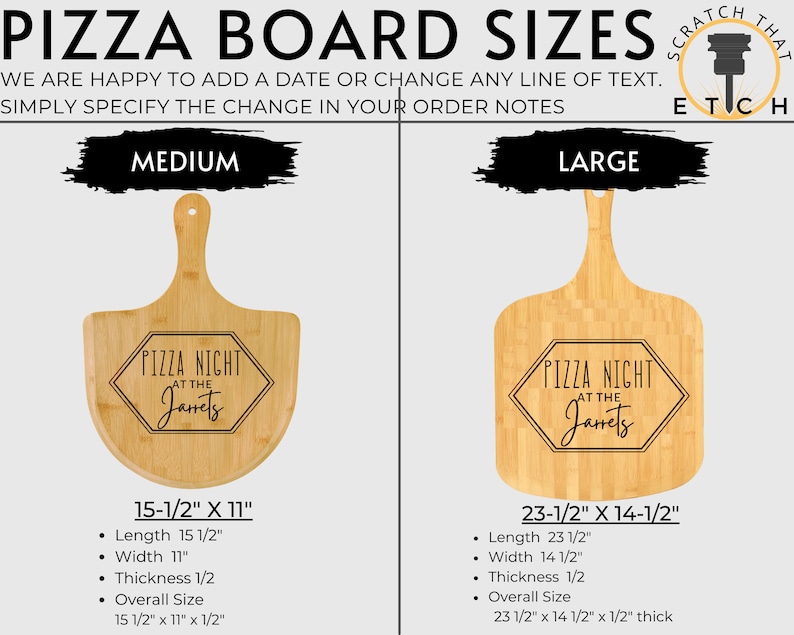 Personalized Pizza Peel, Engraved Pizza Paddle, Custom Pizza Board, Pizza Paddle, Pizza Server Board, Bamboo Pizza Board image 3
