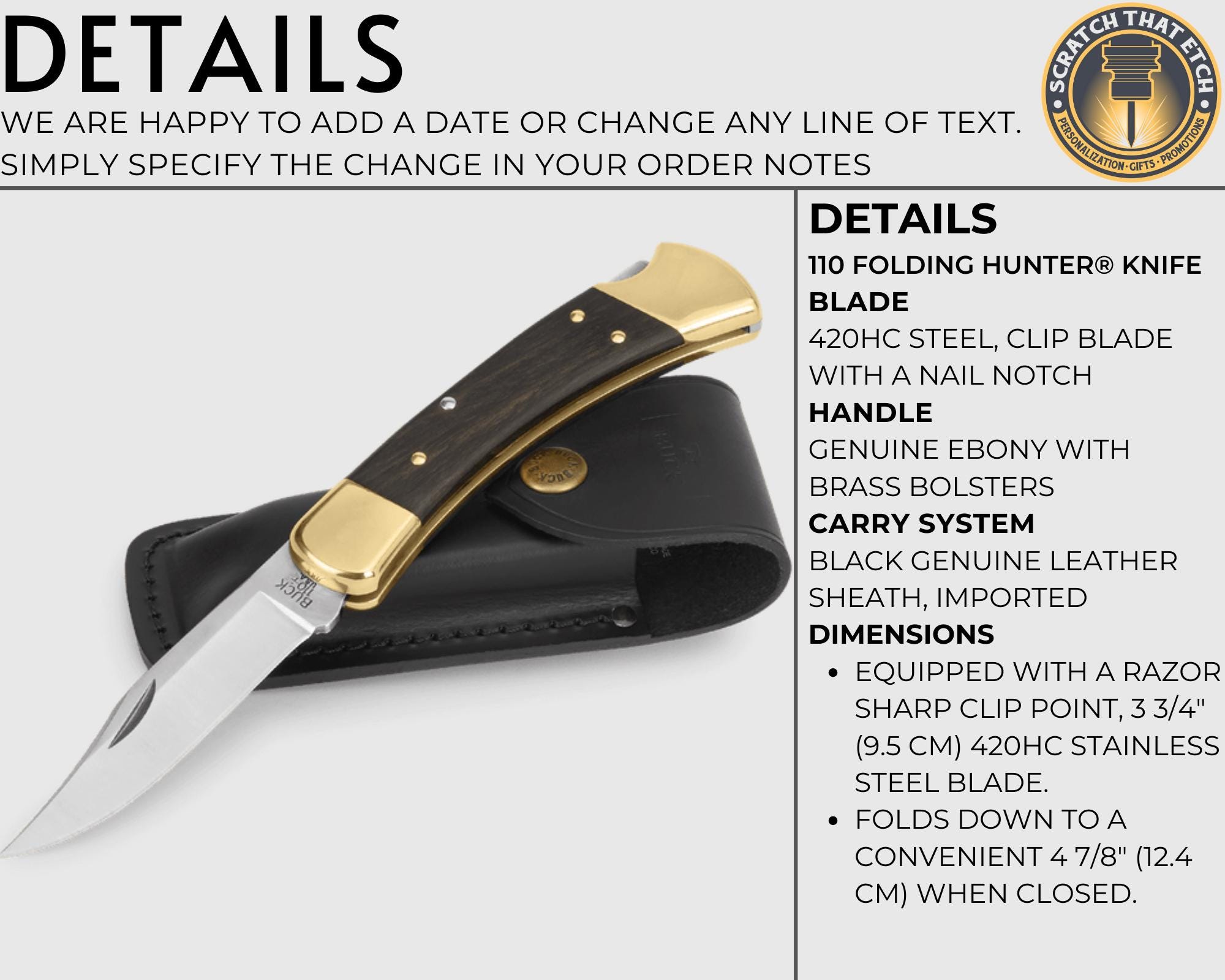 Buck 110 Folding Hunter Knife | 420HC Steel Clip Point | Ebony 