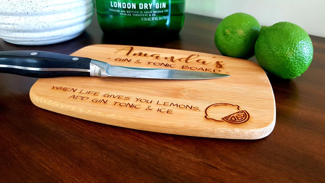 Personalized G&T Lemon / Lime Cutting Board Gin and Tonic Etsy Ireland