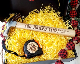 Personalized Hammer and Tape Measure Set, Engraved Hammer, Custom Hammer, Gifts for Men, Contractor Gift, Father&#39;s Day Gift, Graduation Gift