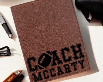 Custom  Football Leather Portfolio, Custom Leather Notebook, Professional Organizer, Medium Portfolio, Custom Football Gifts, Football Gift