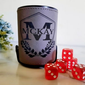 Personalized Leather Dice Cup, Groomsmen Dice Cup, Bunco Dice Cup, Gifts for Dad, Gifts for Him, Gift for kids
