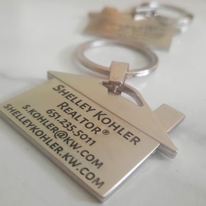 Realtor Keychain, Custom Engraved Key Chain, Realtor Business Cards, Real-estate, New Home, VRBO, Air BNB, Customized Real Estate Keychain