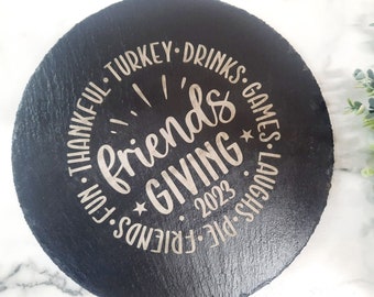FRIENDSGIVING Serving Tray, Thanksgiving Serving Tray, Thanksgiving Appetizer Platter, Friendsgiving Cheese Board, Friendsgiving Tableware