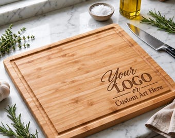 Custom Thick Cutting Board – Custom Engraved Bamboo or Acacia Chopping Block, Wedding, Housewarming & Anniversary Gift, Logo Cutting Board