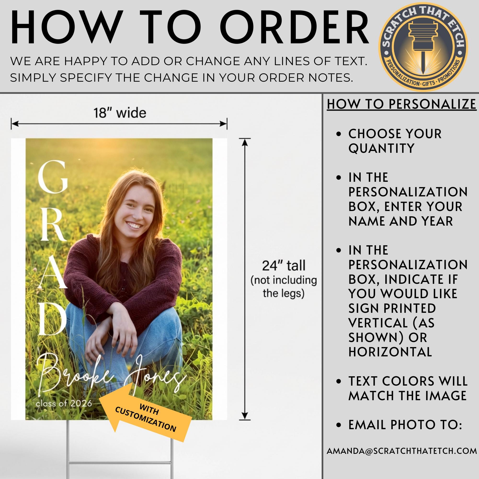Graduation Personalsign Personalized Graduation Yard Sign 18x24 With Photo, Name, and Year ...