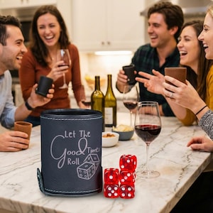 Personalized Leather Dice Cup, Groomsmen Dice Cup, Bunco Dice Cup, Gifts for Dad, Gifts for Him, Gift for kids
