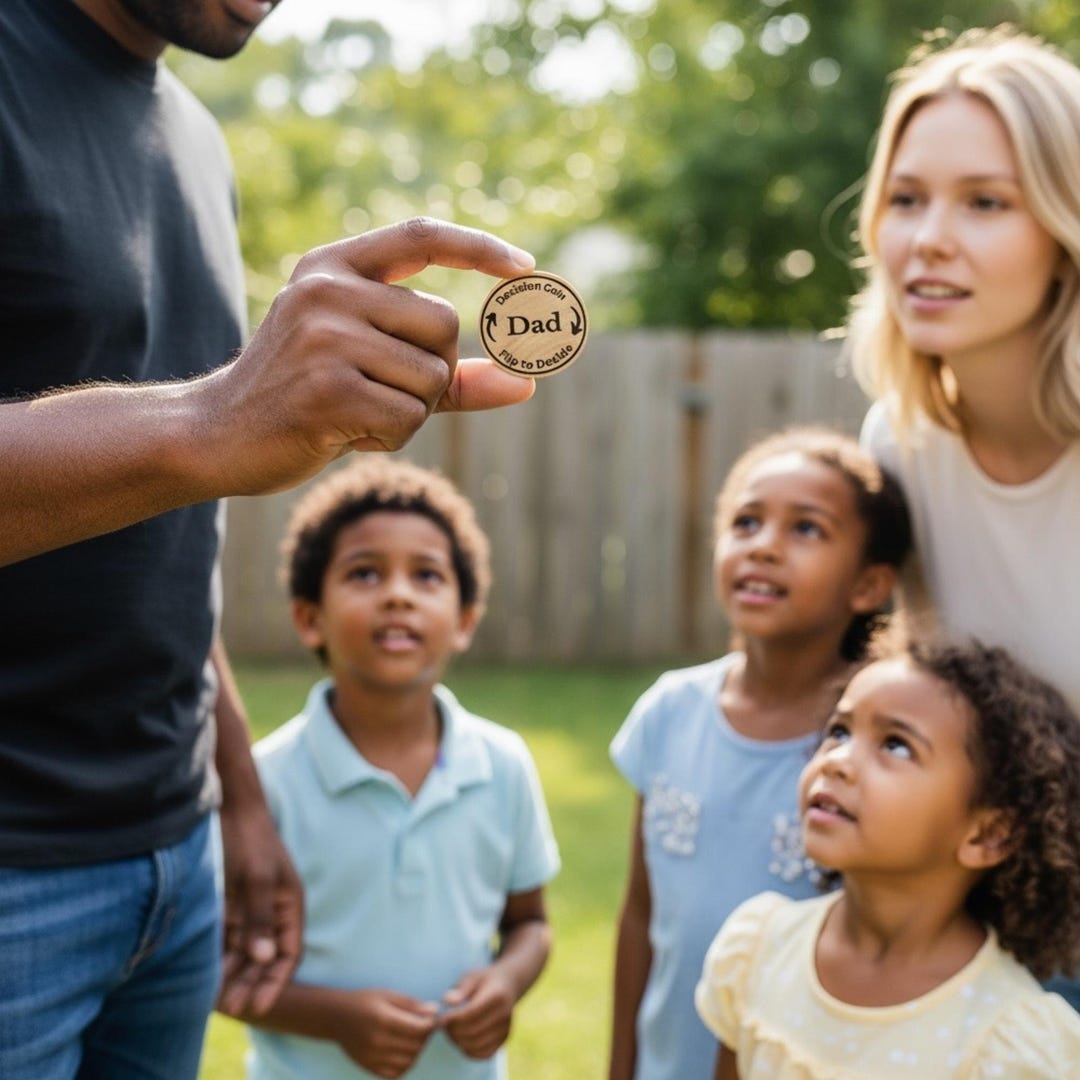 Personalized Wooden Decision Flip Coin Token for Parents and Kids, Fun ...