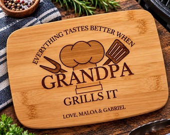 Papa Cutting Board, Grandpa Gift, Dad Cutting Board, Everything Tastes Better, Personalized Board, Abuelo Grandfather Gift, Fathers Day