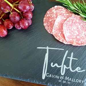 Slate Charcuterie Board, Personalized Slate Cheese Board, Cheese Plate, Personalized Gift, House Warming, Anniversary, Gift for Her image 2