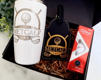 Golf Gift Box, Thank you Gift, Personalized Golf Tumbler, Golf Lover Gift, Retirement Gift, Gift for Golf Fan, Appreciation Gift