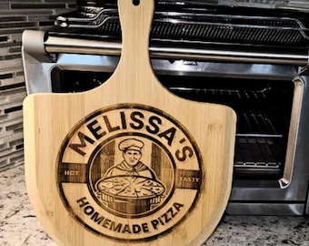 Personalized Pizza Peel, Engraved Pizza Paddle, Custom Pizza Board, Pizza Paddle, Pizza Server Board, Bamboo Pizza Board, Gift for Him,