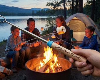 Personalized Telescoping Roasting Stick Extend To 30 Inch For Fire Pit & Bonfire Backyard Gatherings Skewer Marshmallow Hot Dogs Pizza Rolls