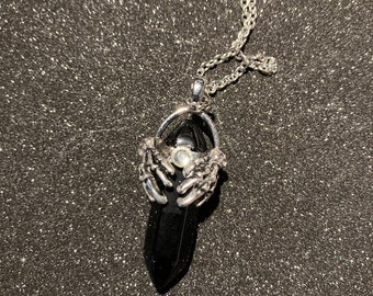 Obsidian crystal pendant