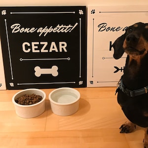 BONE Appetit with PET name BLACK Wooden sign Perfect Dog, Cat ant Pet lovers gift Handmade Solid wood zdjęcie 1