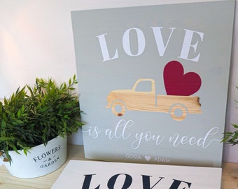 LOVE is all you need GREY | Wooden sign | Perfect wedding, anniversary, st. Valentines day gift | Handmade | Solid wood