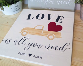 LOVE is all you need WHITE | Wooden sign | Perfect wedding, anniversary, st. Valentines day gift | Handmade | Solid wood