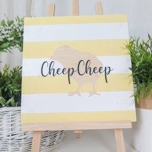 Easter wooden sign Cheep Cheep Happy Easter Handmade Solid wood zdjęcie 1