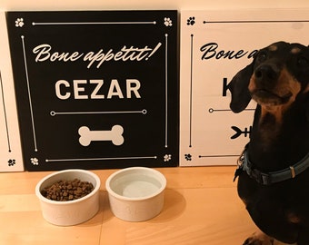 BONE Appetit with PET name BLACK | Wooden sign | Perfect Dog, Cat ant Pet lovers gift | Handmade | Solid wood