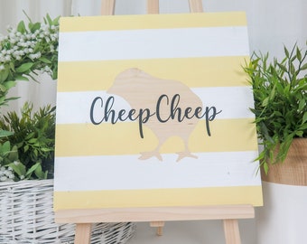 Easter wooden sign | Cheep Cheep - Happy Easter | Handmade | Solid wood