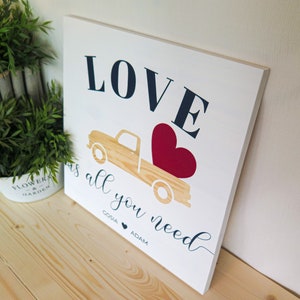 LOVE is all you need WHITE Wooden sign Perfect wedding, anniversary, st. Valentines day gift Handmade Solid wood zdjęcie 5