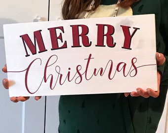 16x8” Wood Sign, Christmas Wood Sign, Housewarming Present, Personalized, Winter Decor, Handmade, Home Decor, Christmas Gift