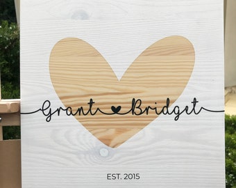 Wooden HEART with your names or text | Wooden sign | BFF | Perfect 5th - wooden - anniversary gift | Handmade | Solid wood | Real wood