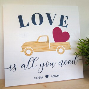 LOVE is all you need WHITE Wooden sign Perfect wedding, anniversary, st. Valentines day gift Handmade Solid wood zdjęcie 3