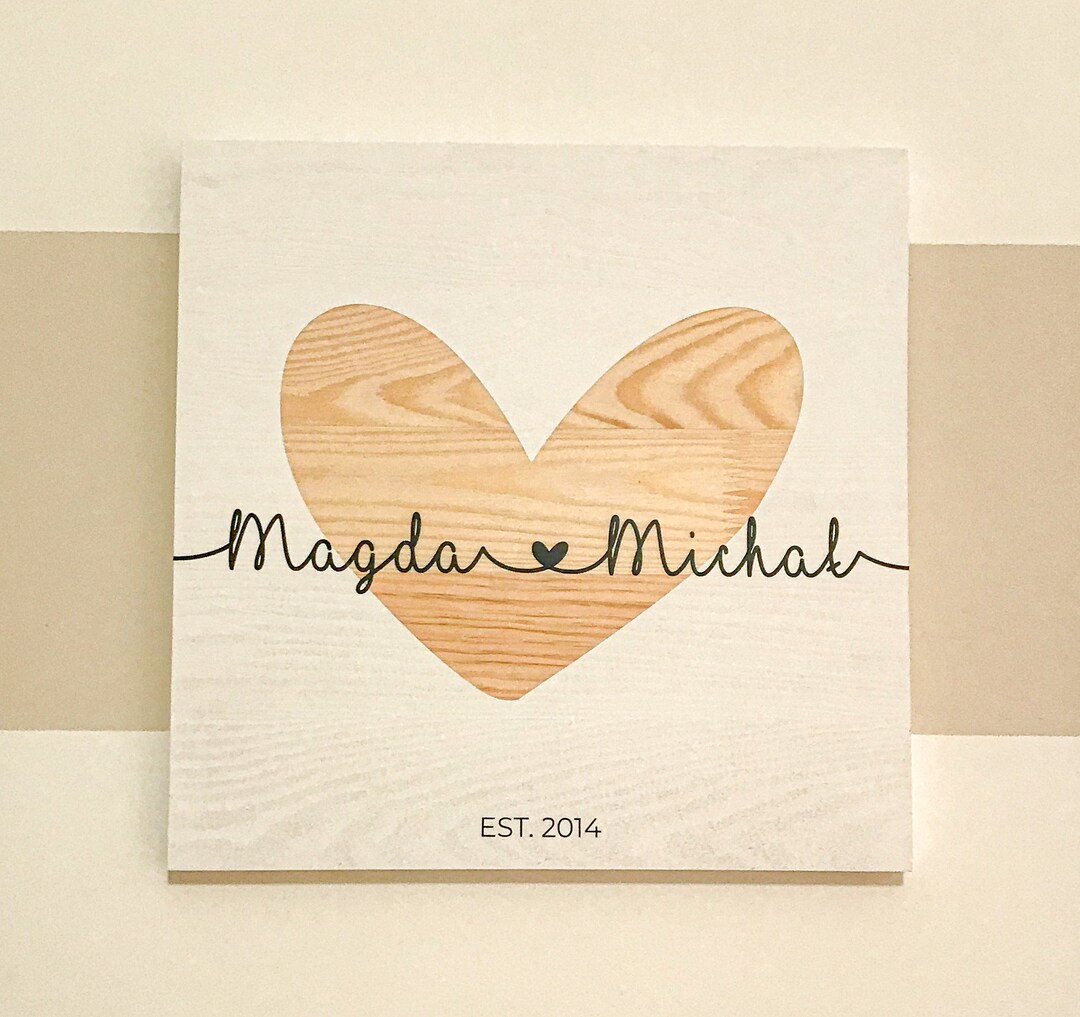 5th Anniversary Wooden Gift Custom Couple Name Personalized - Etsy