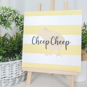 Easter wooden sign Cheep Cheep Happy Easter Handmade Solid wood zdjęcie 4