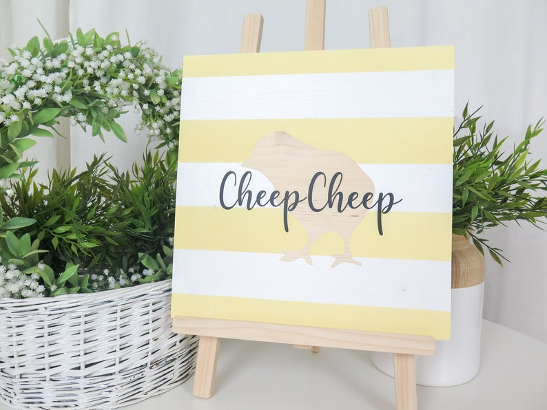 Easter wooden sign Cheep Cheep Happy Easter Handmade Solid wood zdjęcie 4