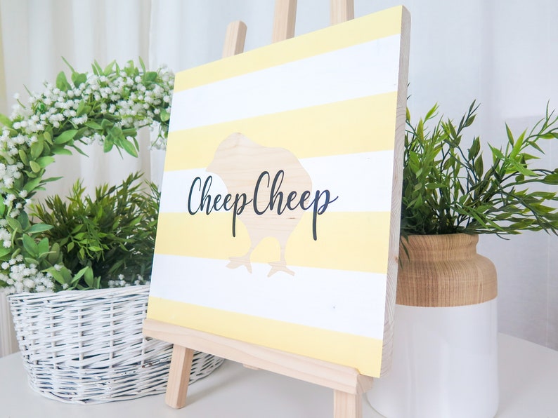 Easter wooden sign Cheep Cheep Happy Easter Handmade Solid wood zdjęcie 2