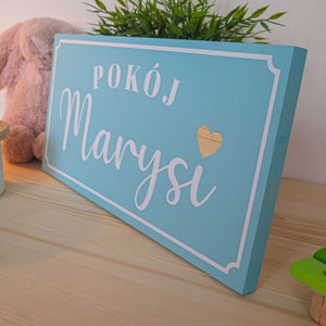 16x8 Child name on wood AQUA Wooden sign Kids room Handmade Solid wood zdjęcie 3