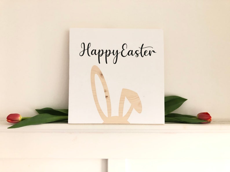 Easter wooden sign Happy Easter Decor Handmade Solid wood zdjęcie 4