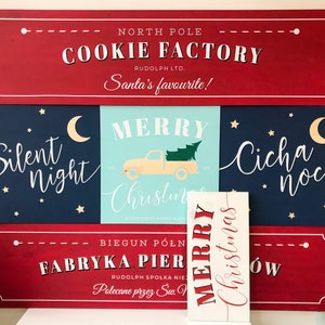 48x12 JUMBO Custom Wood Sign Cookie Factory, Christmas Wooden Sign, Gift, Personalized, Winter Decor, Handmade, Home Decor, Santa zdjęcie 9