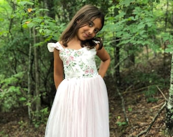 5th Birthday Floral Pink Sleeveless Dress Baby Girl Birthday Outfit Tutu Dress Flower Girl Dress Birthday Dress Baby Girl 6th Birthday