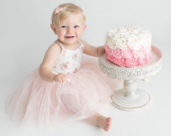 1st Birthday Dress Cake Smash Outfit Flower Girl Dress Birthday Dress Tutu Baby First Birthday Dress Pink Floral Tutu Toddler Party