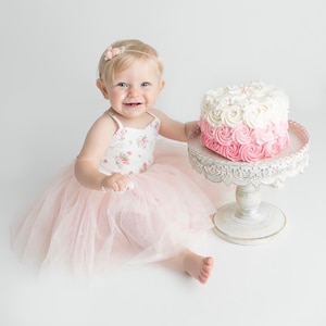 1st Birthday Dress Cake Smash Outfit Flower Girl Dress Birthday Dress Tutu Baby First Birthday Dress Pink Floral Tutu Toddler Party