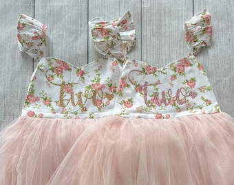 2e verjaardag jurk, verjaardag outfit, bloemenmeisje jurk, verjaardag jurk tutu, jurk meisje eerste verjaardag roze bloemen tutu, tweede verjaardag