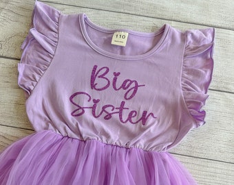 Big Sister Purple Dress, Big Sister Outfit, Big Sister Announcement, Toddler Big Sister Outfit, Big Sister Gift, Tutu Dress for Big Sister