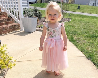 2e verjaardag bloemen roze mouwloze jurk baby meisje verjaardag Outfit Tutu jurk bloemenmeisje jurk verjaardag jurk meisje van de baby