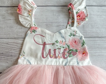 2e verjaardag jurk, verjaardag outfit, bloemenmeisje jurk, verjaardag jurk tutu, jurk meisje eerste verjaardag roze bloemen tutu, tweede verjaardag