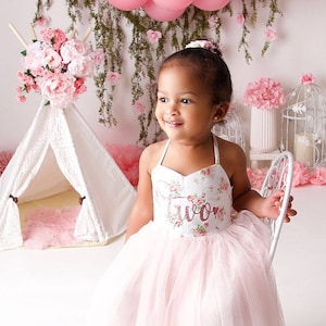 2nd Birthday Dress, Birthday Outfit, Flower Girl Dress, Birthday Dress Pink Tutu, Girl Birthday Dress Pink Flowers Tutu